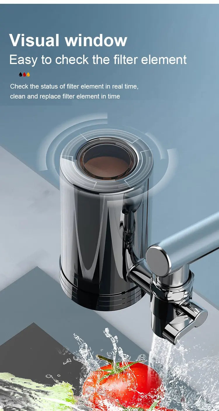 Installation-free Stainless Steel Household Faucet Water Purifier Composite Ceramic or Scale Inhibitor Filter for Kitchen Tap