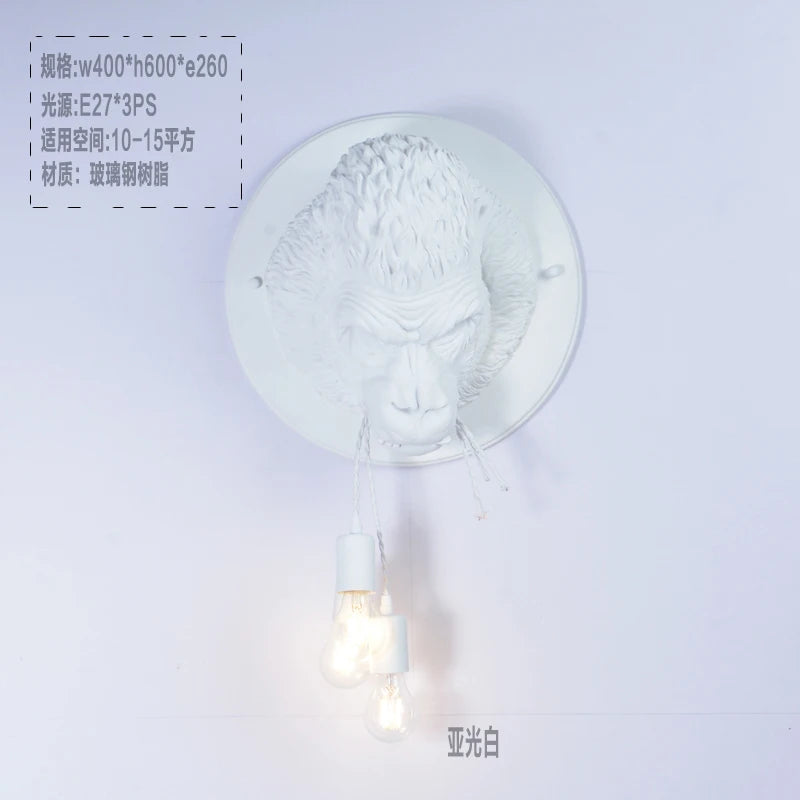 Modern Gorilla Resin Wall Lamps Art Deco Led Wall Sconce Kitchen Light Home Loft Industrial Vintage Luminaire Bulldog Wall light