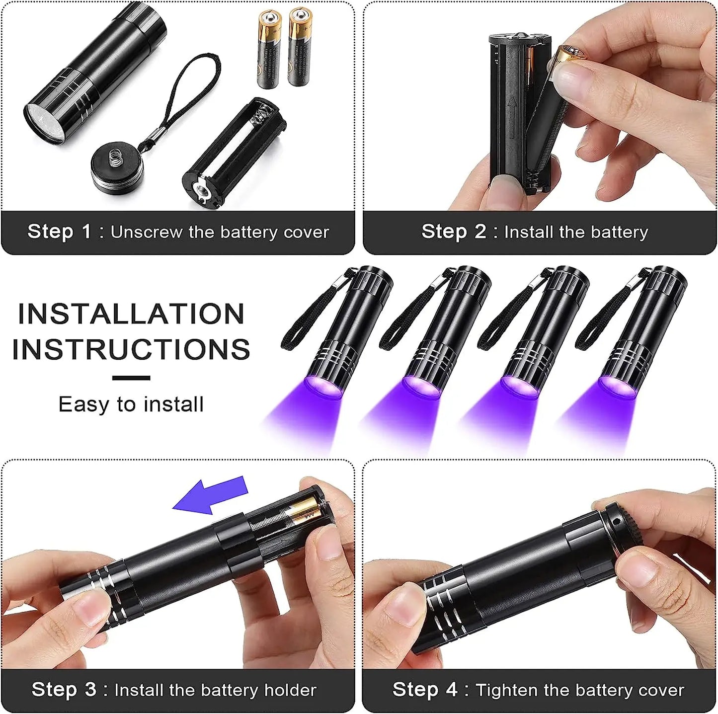 Mini UV Flashlight Ultraviolet Lamp 395-400nm Black Light Flashlights UV Torch UV Light Detector for Pet Urine Stain Dry Stain