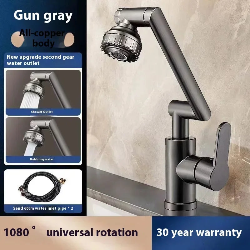 Water Faucet Tap Multifunctional Swivel Extender Filter Robotic Extension Arm Fit Bidet Bubbler Sink for Bathroom Facilities