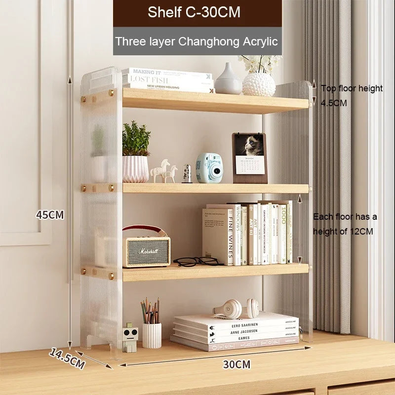 Desktop Bookshelf Kitchen Utensil Storage Rack Office Desktop Storage Rack Acrylic Bookshelf Household Minimalist Storage Rack