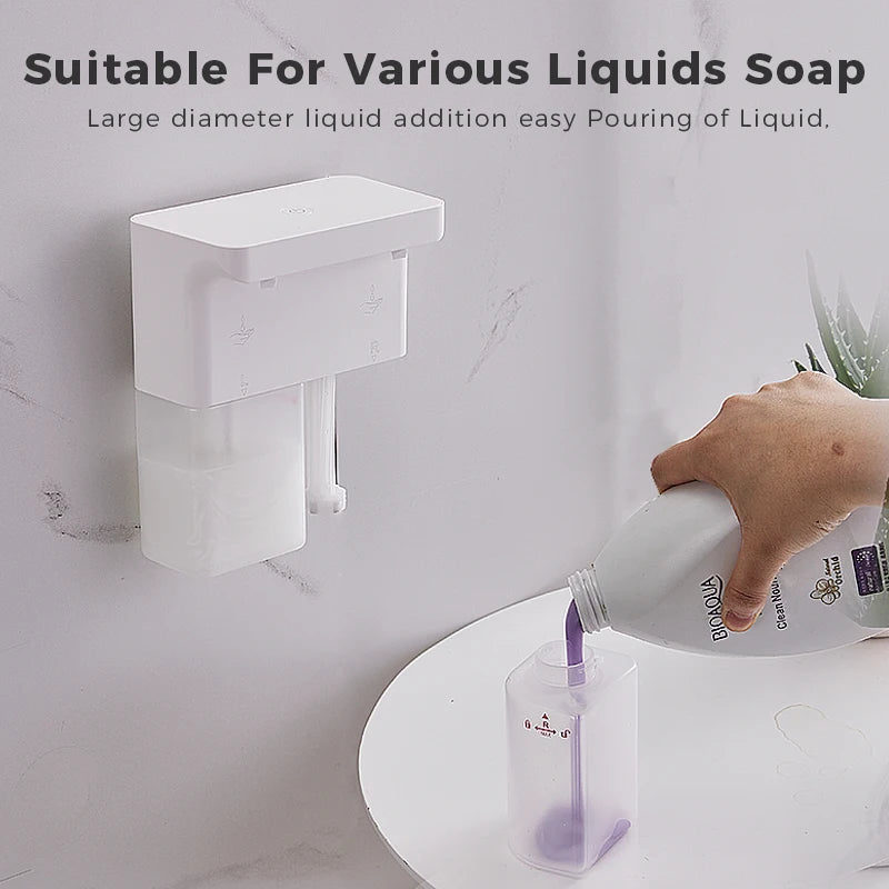 600ml Automatic Foam Soap Dispenser Double-Head Touchless Rechargeable 3-Level Adjustable Induction Sensor for Kitchen Bathroom