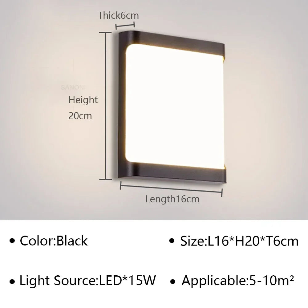 Modern LED Outdoor Wall Lamp for Garden Aisle Balcony Entryway Outdoor Waterproof IP65 Sconce Lighting Fixture Luster