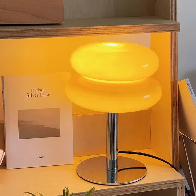 Nordic Bauhaus Macaron Glass LED Desk Lamp Dimming,Atmosphere Lamps Eye Protection Night Lighting Girl Bedroom Bedside Decor