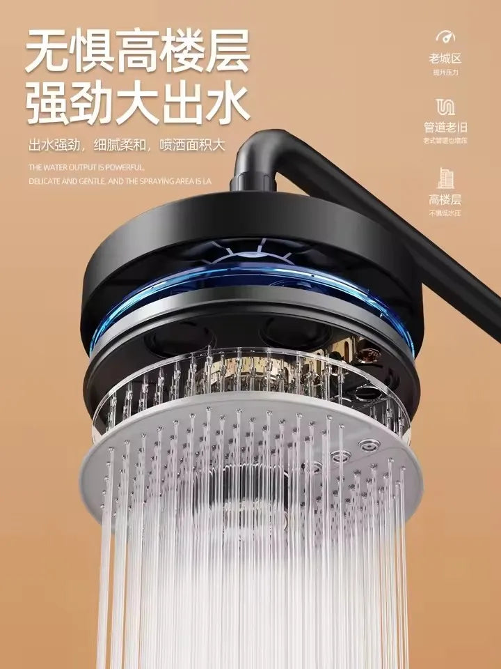New 175mm Big Panel Showerhead 5 Mode Supercharge Rainfall Shower Head High Pressure Top Rain Shower Faucet Bathroom Accessories