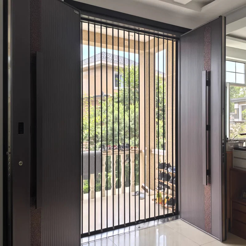 Cats mesh screen door anti scratch aluminum frame Pleated metal Mesh Retractable Folding fly Screen security door