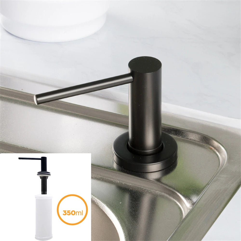 Stainless Steel Detergent Dispenser Kitchen Bathroom Sink Soap Dispenser Black Brushed Liquid Lotion Dispensers Built-in Design