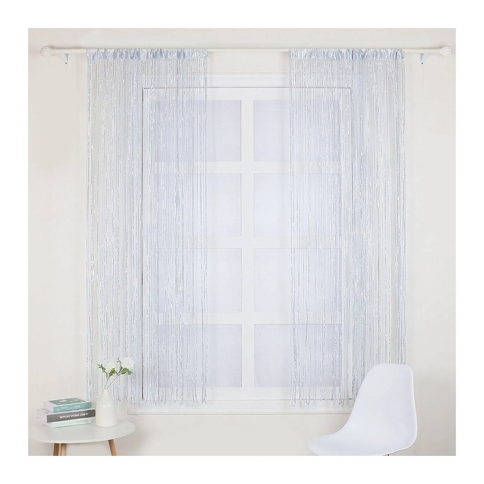 200X100Cm Living Room Multi-Color Tassels  Linear  Silk Thread Curtain Suitable for Privacy Screen Home Door Curtain Decoration