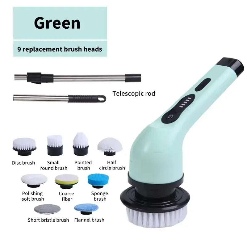 Electric Cleaning Brush 2 Gear Cordless Rotary Floor Scrubber Wireless 360 Degree Adjustable Handle Home Deep Cleaning Tool