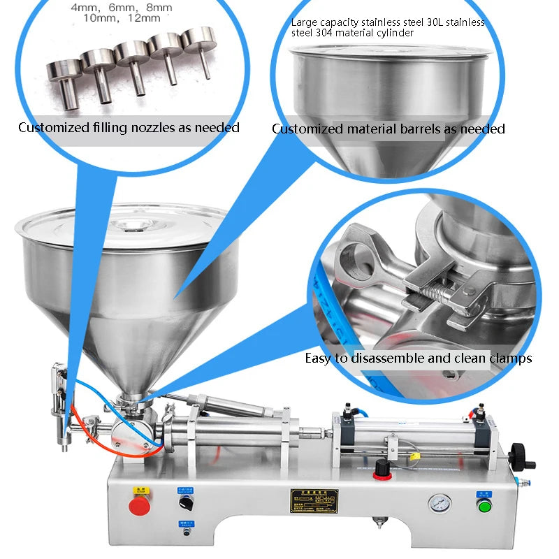 PBOBP Horizontal Pneumatic Paste Filling Machine Peanut Butter Cosmetic Cream Tomato Chocolate Single Head Piston Filler