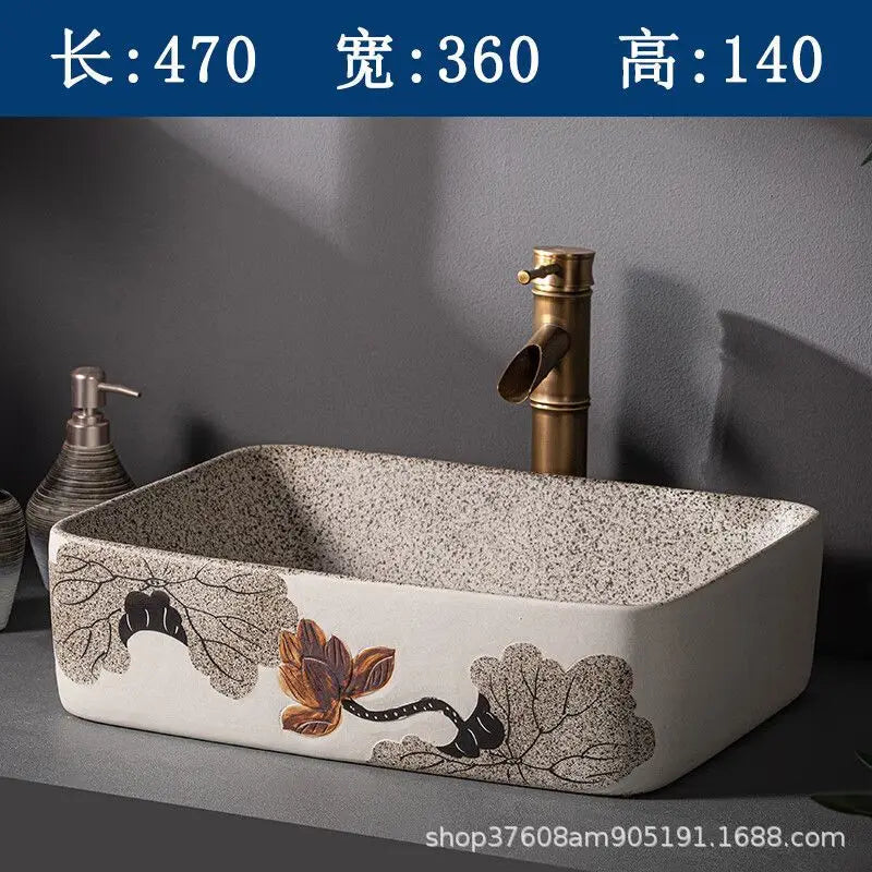48x36x15cm Jing De Zhen Modern Nordic Style Bathroom Sink Basin for Washing Hands and Face Minimalist Design Customized