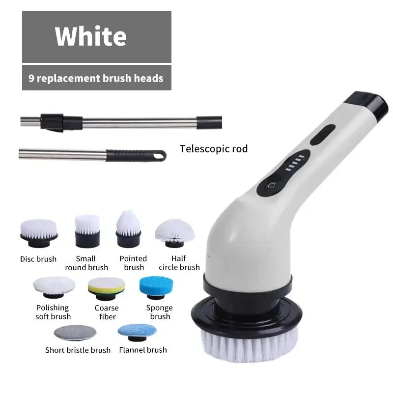 Electric Cleaning Brush 2 Gear Cordless Rotary Floor Scrubber Wireless 360 Degree Adjustable Handle Home Deep Cleaning Tool