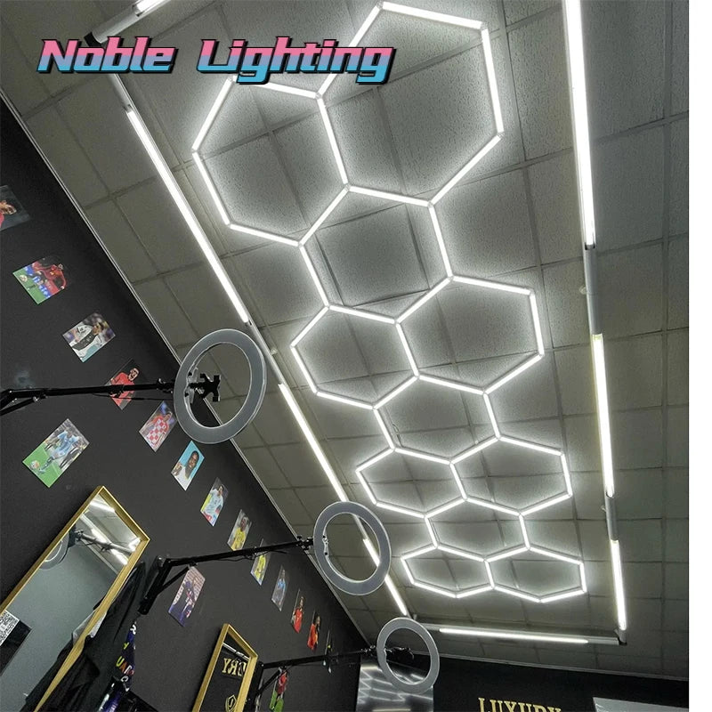 Muiti Garage Light Hexagon Led Lights Lamp Highly Efficient Honeycomb LED Light Customized for Barber Ceiling Lighting Workshop