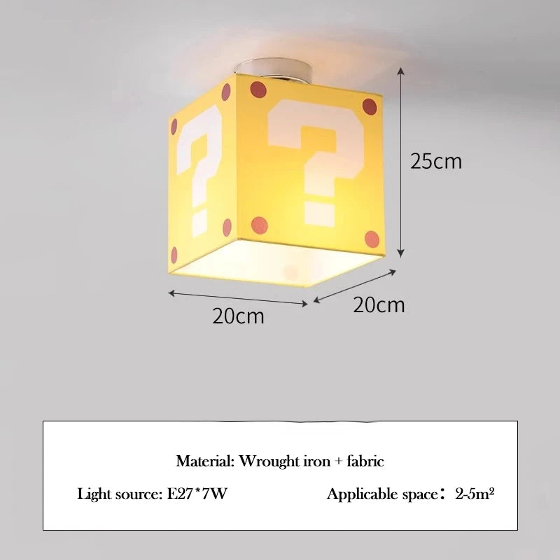 Yellow Question Mark Ceiling Lamp Creative Children's Room Light For Bedroom Boys Girls Room Aisle Fabric Linen Ceiling Lights