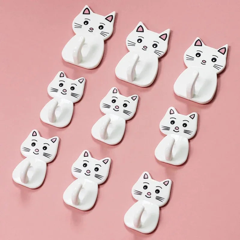 Kitchen Towel Holder Cartoon Cat Hooks Kitchen and Bedroom Door Hooks Dishcloth Rack Wall Door for Kitchen Towel Rack Hanger