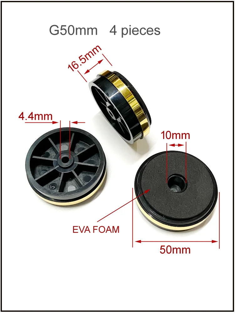 Furniture Electrical Appliances Speaker Legs Anti Slip Vibration Reduction Gold And Silver Frame Plastic Foot Pads