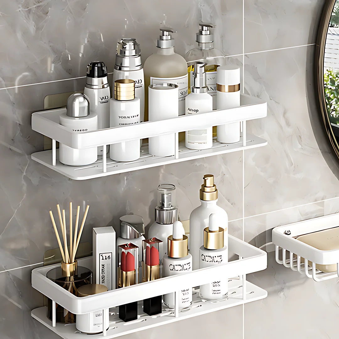 Bathroom Shelves Aluminum Alloy Shower Corner Shelf Shampoo Rack No Drill Kitchen Organizer Wall Shelf Bathroom Accessories
