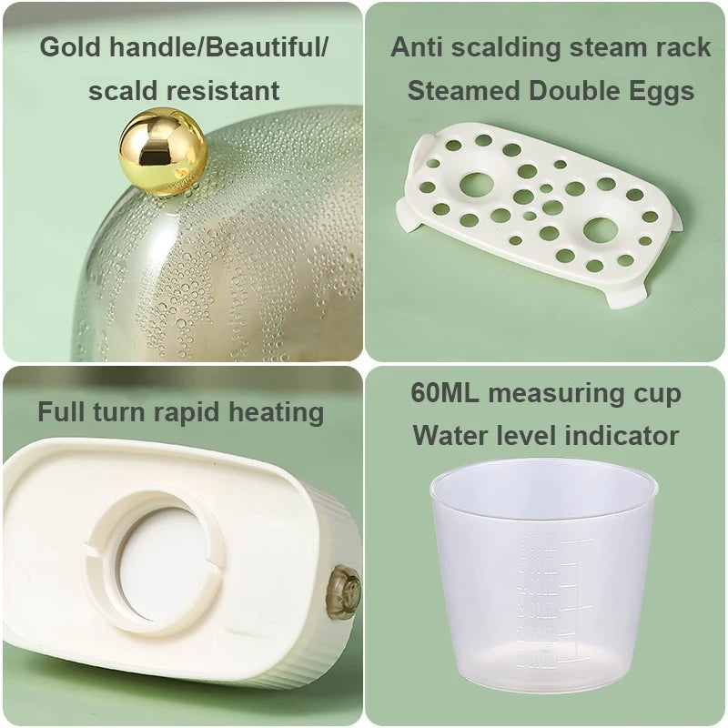 NEW Multifunctional Electric Egg Cooker Heater Automatic Power Off Mini Eggs Food Steamer Poacher Breakfast Cooking Machine EU
