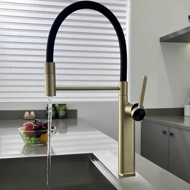 Brushed Gold Pull Down Kitchen Faucet with Magnetic Docking, 360° Rotate, Multi-Function Spray for Sink, Vegetable Basin Tap