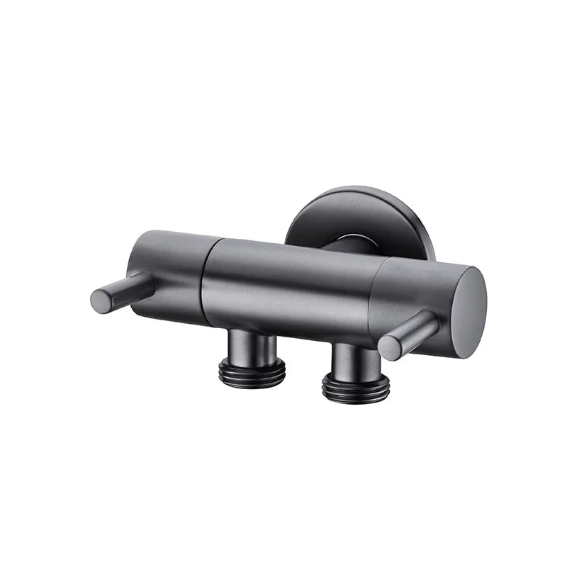 gunmetal gray Brass single inlet double outlet double control bidet valve Bathroom Accessories Three way Angle Valve BD234