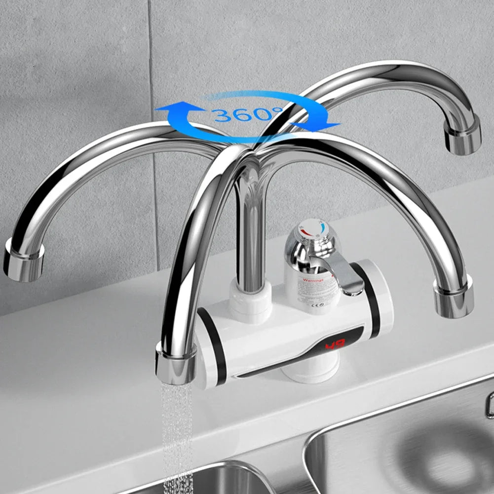 Electric Instant Heating Faucet 3000W Tankless Water Heater Temperature Adjustable Fast Heating Tap Digital for Kitchen Bathroom