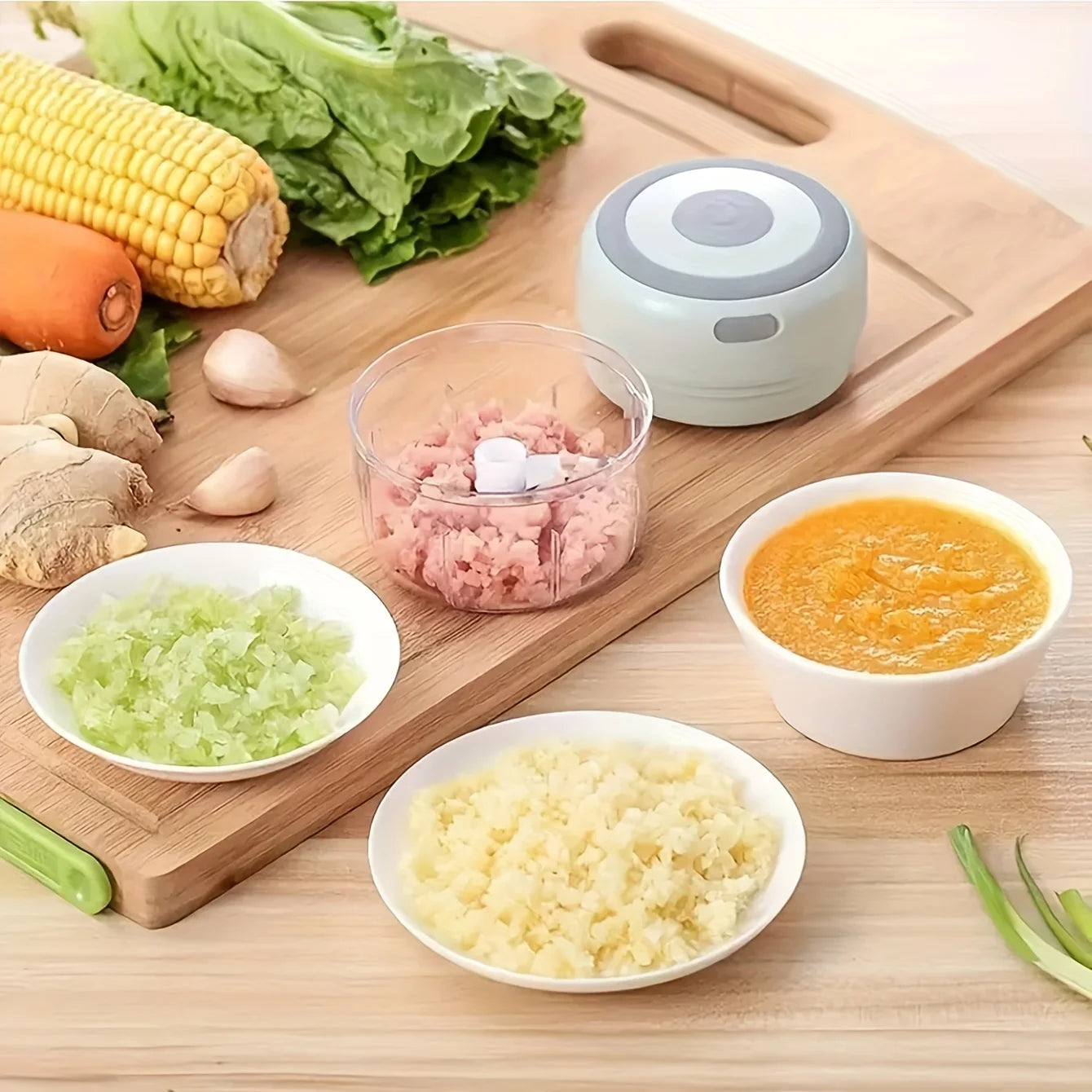 250ml Portable Electric Mini Garlic Chopper | USB rechargeable stainless steel blade Ideal for garlic ginger chili