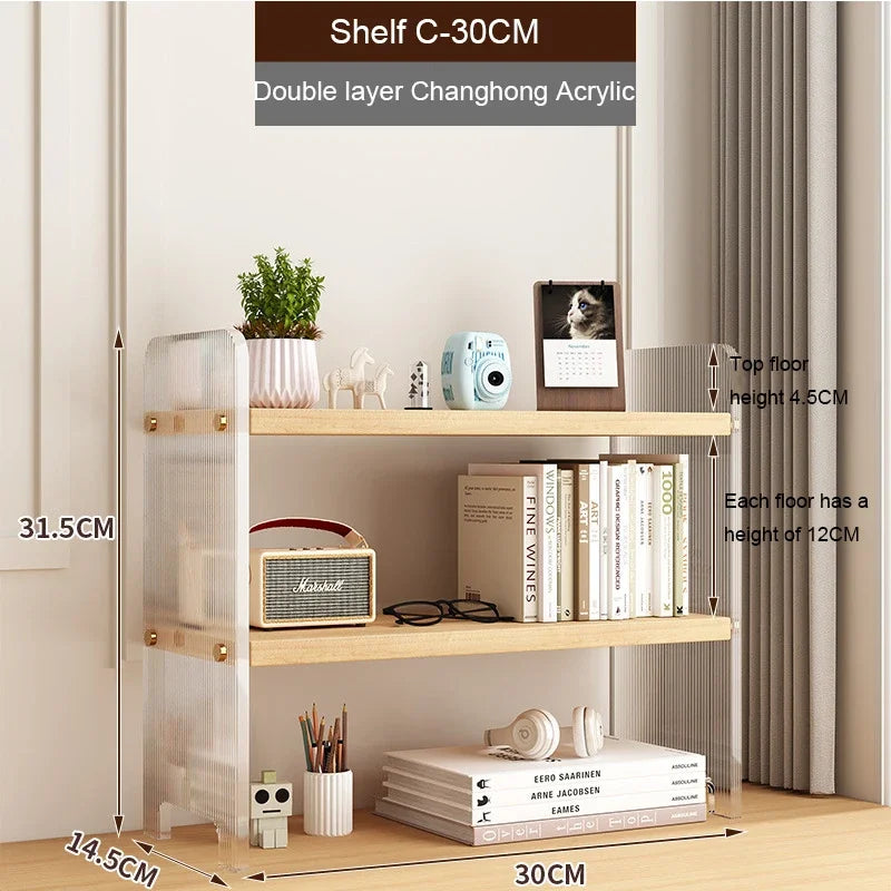 Desktop Bookshelf Kitchen Utensil Storage Rack Office Desktop Storage Rack Acrylic Bookshelf Household Minimalist Storage Rack