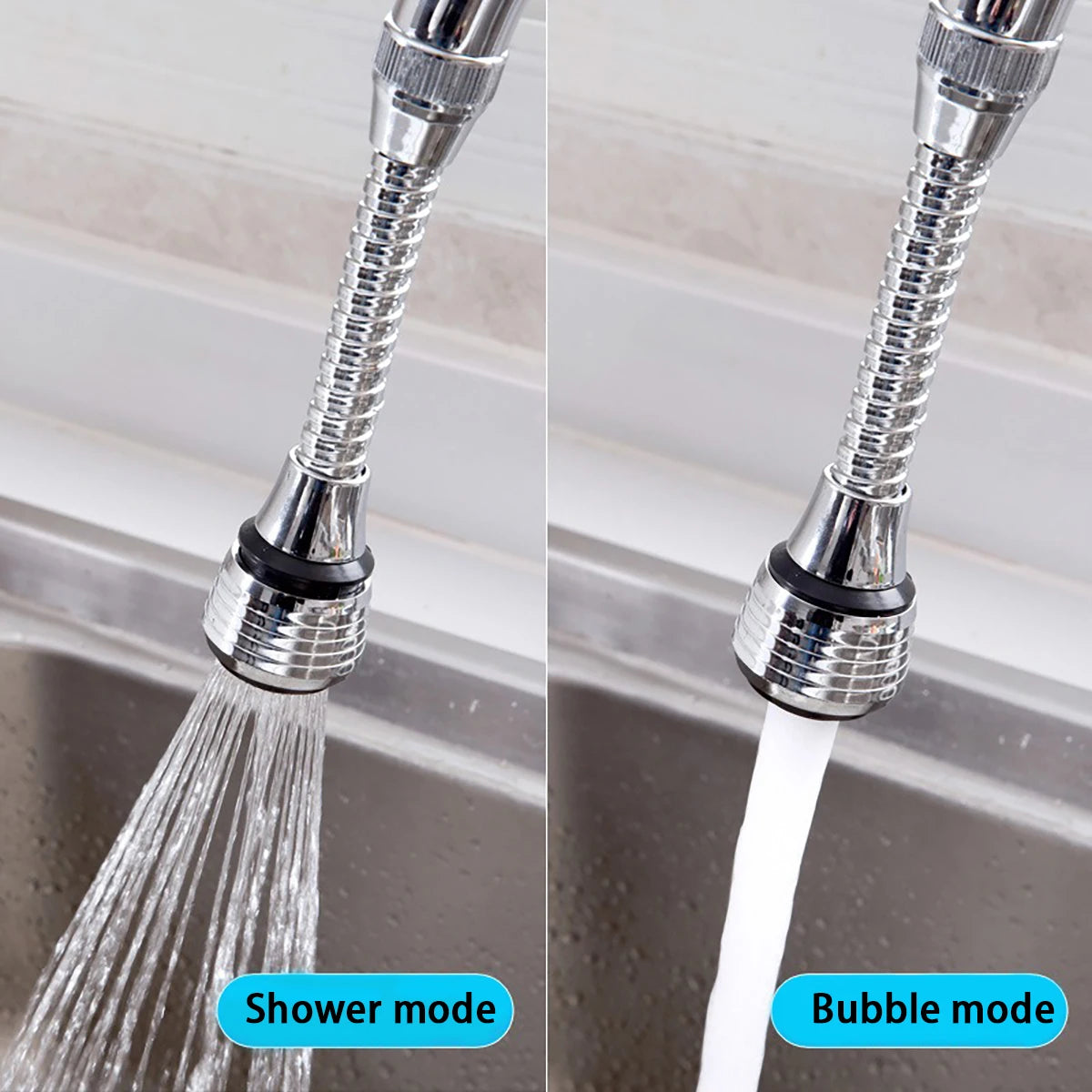 ABS kitchen faucet accessories Faucet extender Dual mode (shower/bubble) 360° swivel splash-proof faucet adapter
