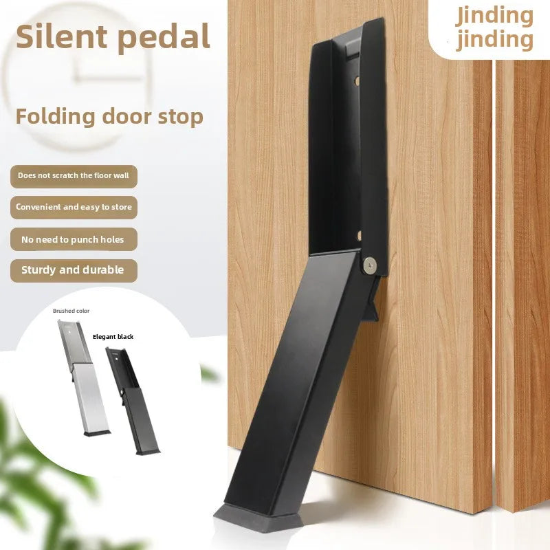 Stainless steel foot-mounted door arrester automatic door arrester safety windproof anti-slip card magnetic suction door clip