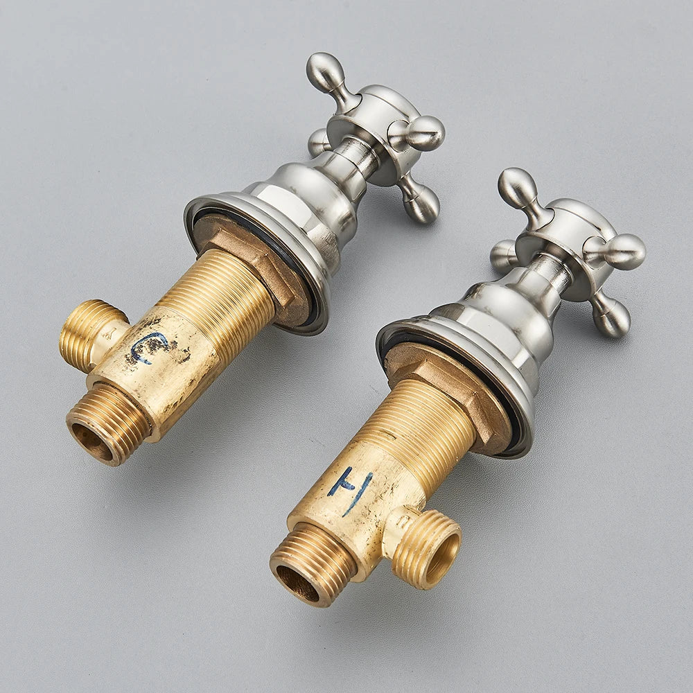 2pc Handles for Basin Faucet Deck Mounted Brass Hot and Cold Control Valve Mixer Handle Bath Faucet Switch Handles for Bathroom