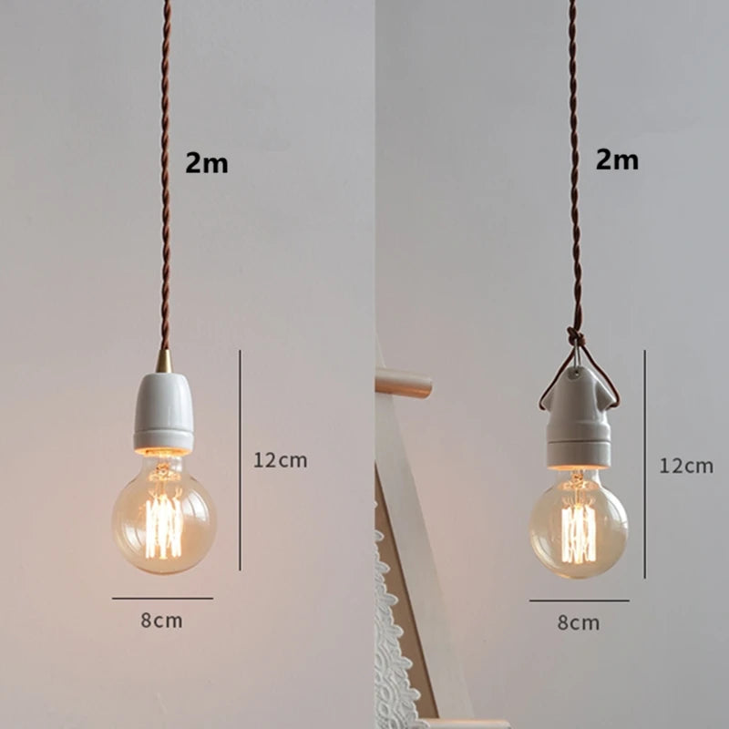 Vintage ceramic bedside pendant lamp Art single head dining room table pendant lamp Creative personality Mini pendant lamp