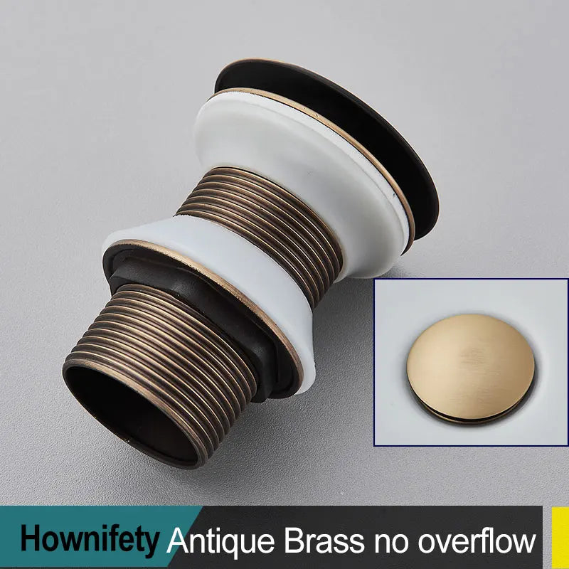 Brushed Gold Pop Up Drain Bathroom Sink Plug Drainer Black Chrome/Rose Gold/ Nickel/Gold Faucet Wash Accessories