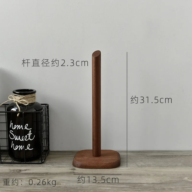 Creative Walnut Tissue Storage Rack Kitchen Vertical Roll Paper Holder Plastic Wrap Shelf Household Storage Ornament Decoration