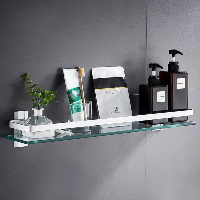 Bore For Kitchen Storage Organization Bathroom Spice Rack Organizer Square Glass Shelf Kitchens Accessories Organizing Fixture