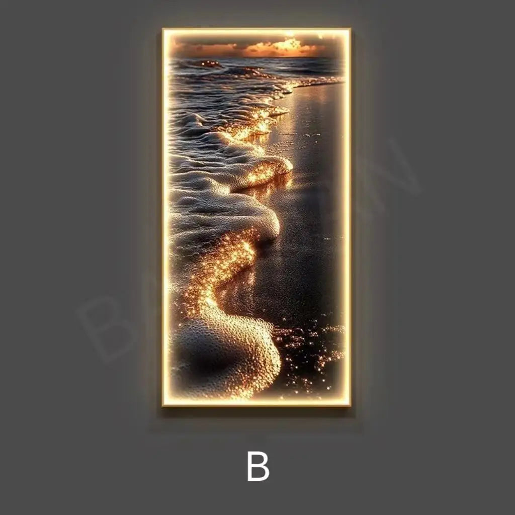 Modern Decoration LED Wall Lamps Luxury Entrance Living Room  Corridor Decoration Golden Waves Hanging Painting  Mural Light