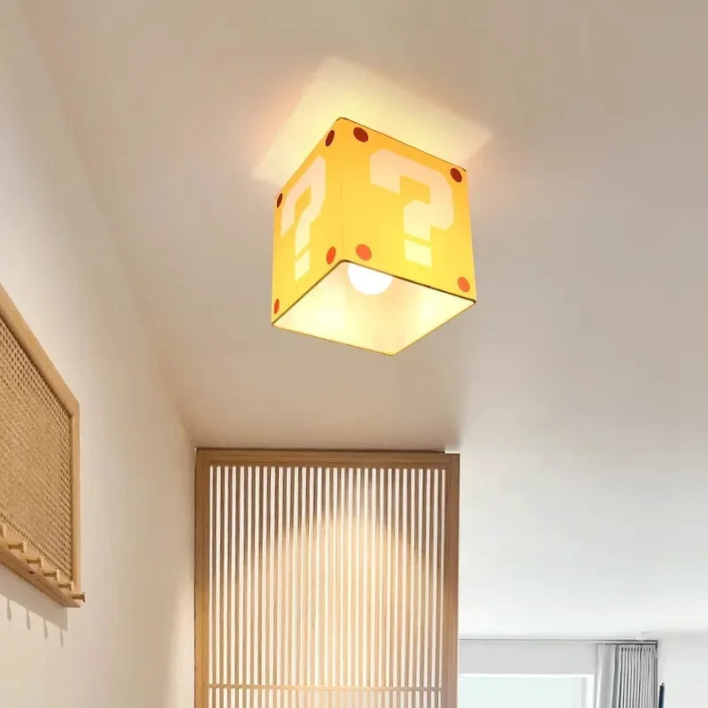 Yellow Question Mark Ceiling Lamp Creative Children's Room Light For Bedroom Boys Girls Room Aisle Fabric Linen Ceiling Lights