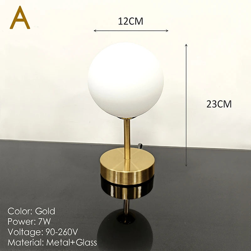 Nordic Glass Ball Desk Lamp With Touch Switch Used For Study Dressing Table Live Broadcast Lighting Bedroom Bedside Table Lamp