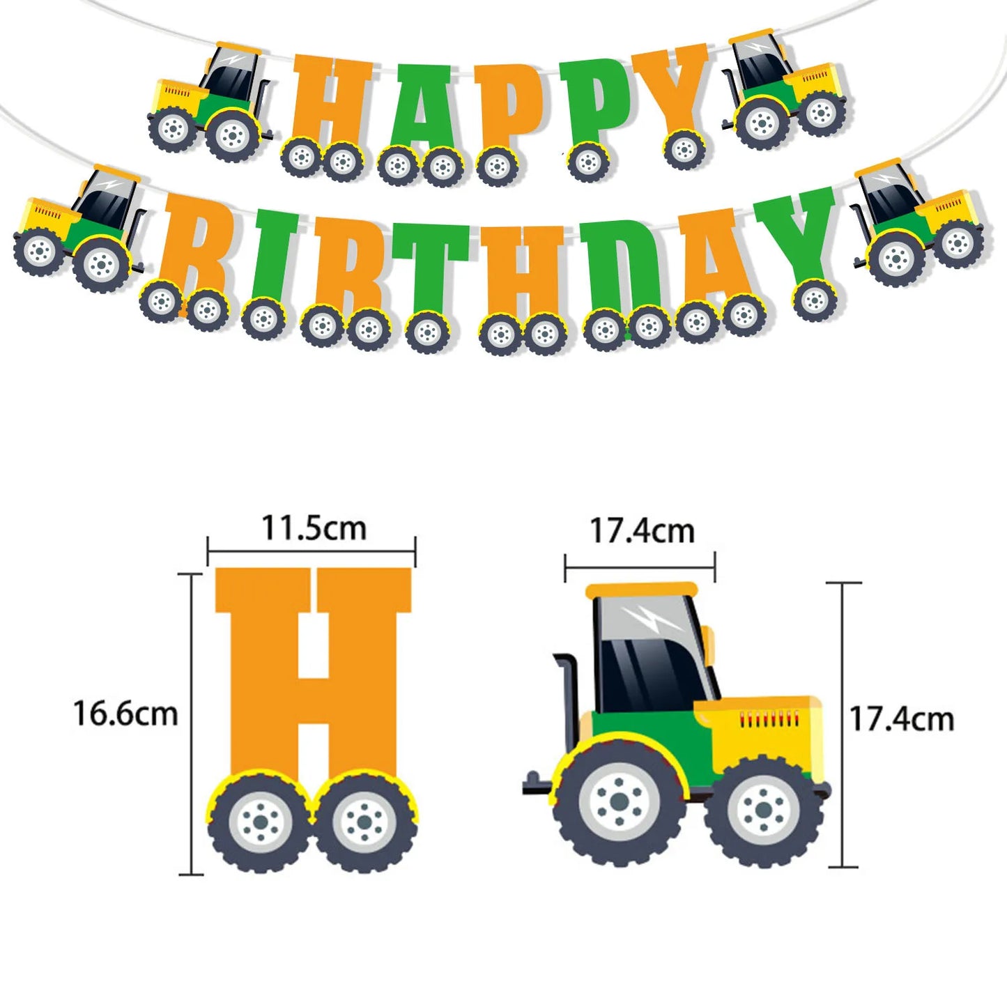 Tractor Cake Topper Green Farm Vehicle Cars Happy Birthday Cake Topper Kids Farm Tractor Themed Party Tractor Cake Decortions