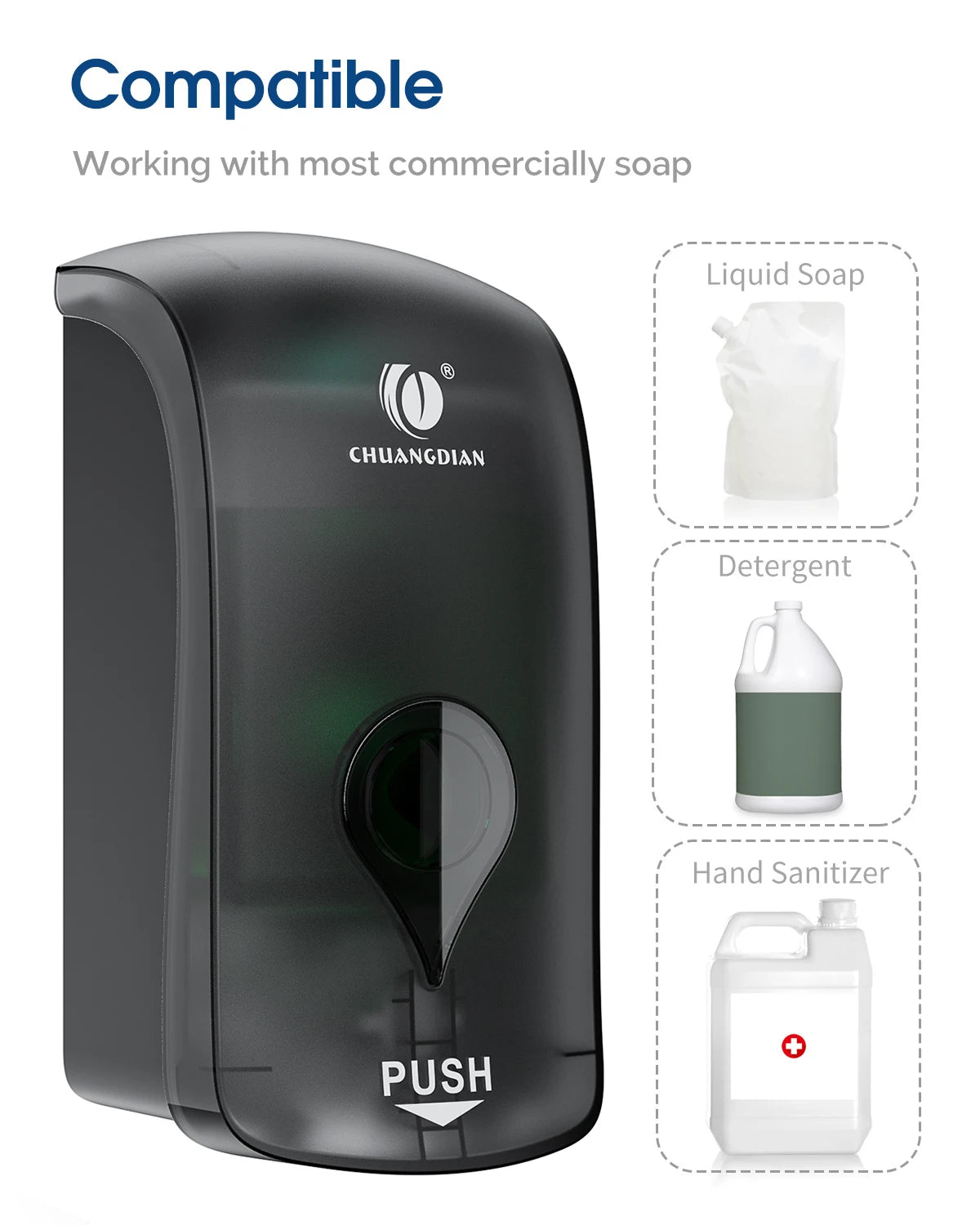 Large Foam Soap Dispenser Wall Mount 1000ML Foaming Soap Dispenser Kitchen Bathroom Foam Pump Manual Soap Dispenser Clear