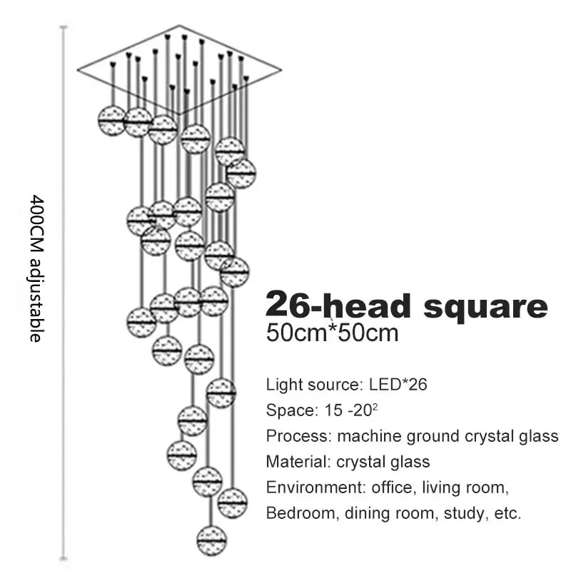 Spiral Staircase Living Room Chandeliers Crystal Ball Led Ceiling Light Lustre Living Dining Room Modern Home Decor Pendant Lamp