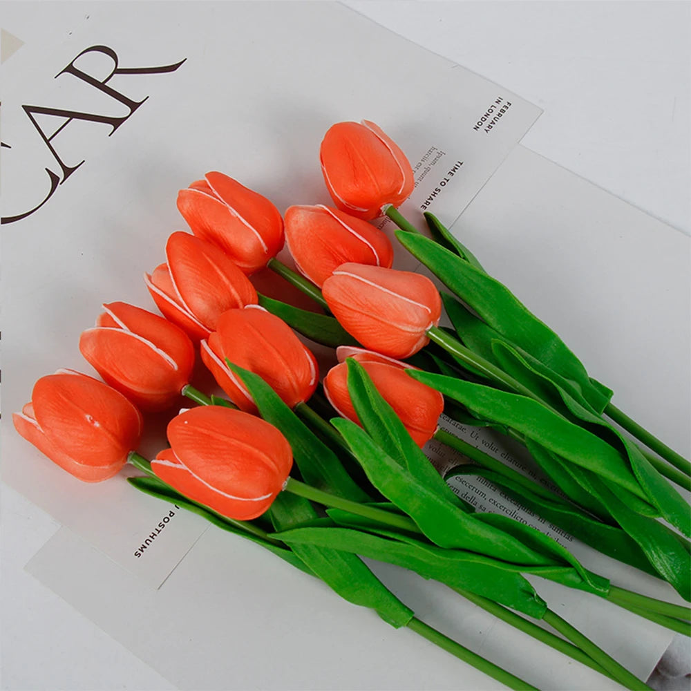 5 PCS Tulips Artificial Flowers Bunch Real Touch Tulip Flowers for Home Wedding Fake Flowers Bridal Bouquet Decoration