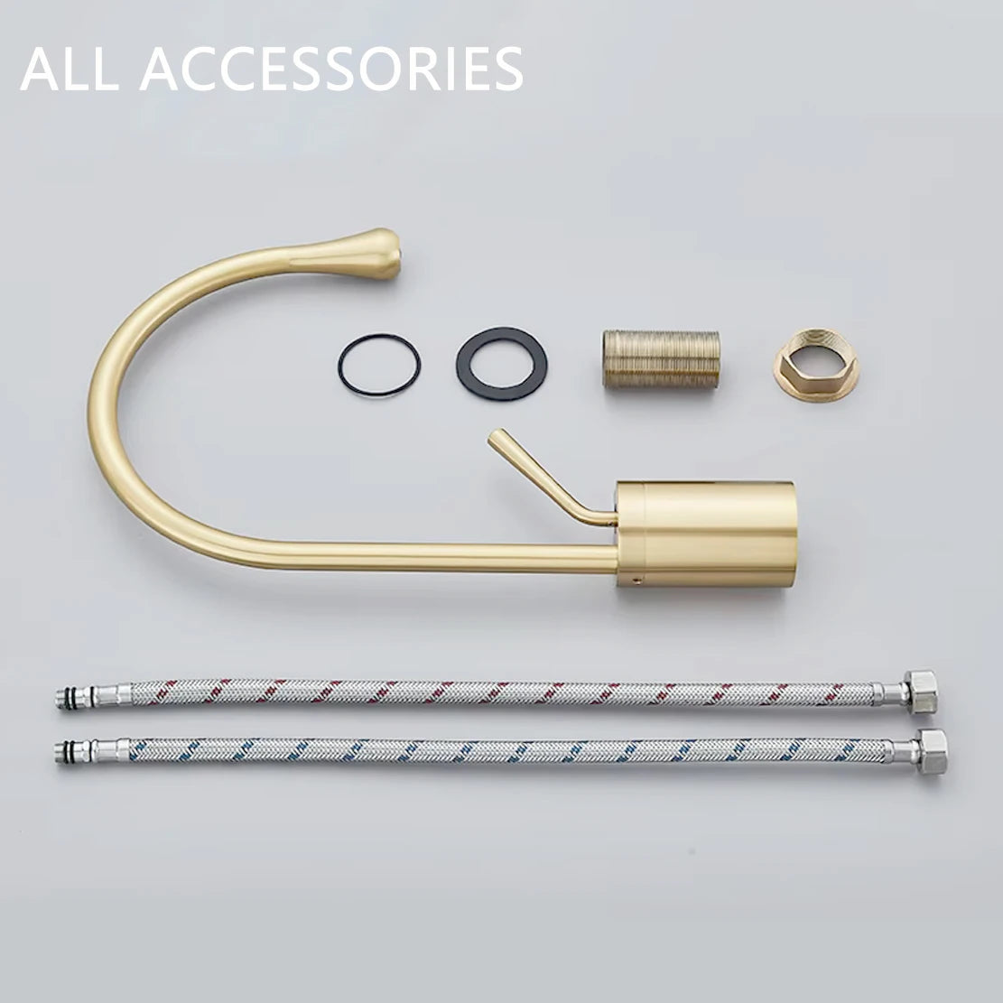 Suguword Basin Faucet Hot&Cold Water Mixer Tap Brass Deck Mounted Crane Kitchen Basin Sink Tap Mixer Single Handle Bathroom Tap