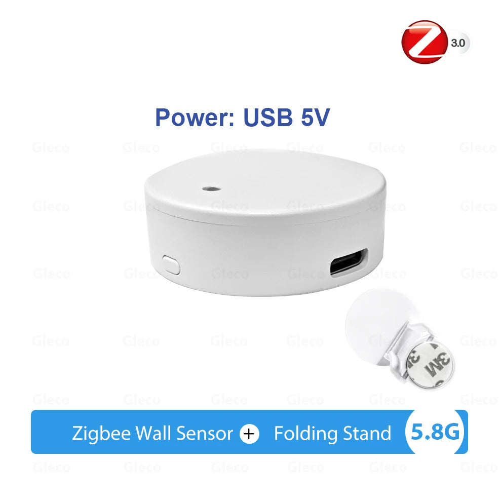 5.8G/24G ZigBee Wifi MmWave Human Presence Motion Sensor Detector With Luminance/Distance Detection Tuya Smart Home Automation