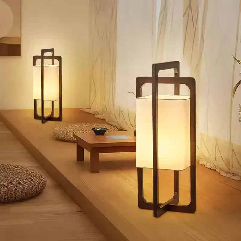 Vintage Wooden E27 Led Floor light Wabi Sabi Fabric Floor lamp for Hotel Bedroom living Room Tea Room Japan Wood Floor Lamp
