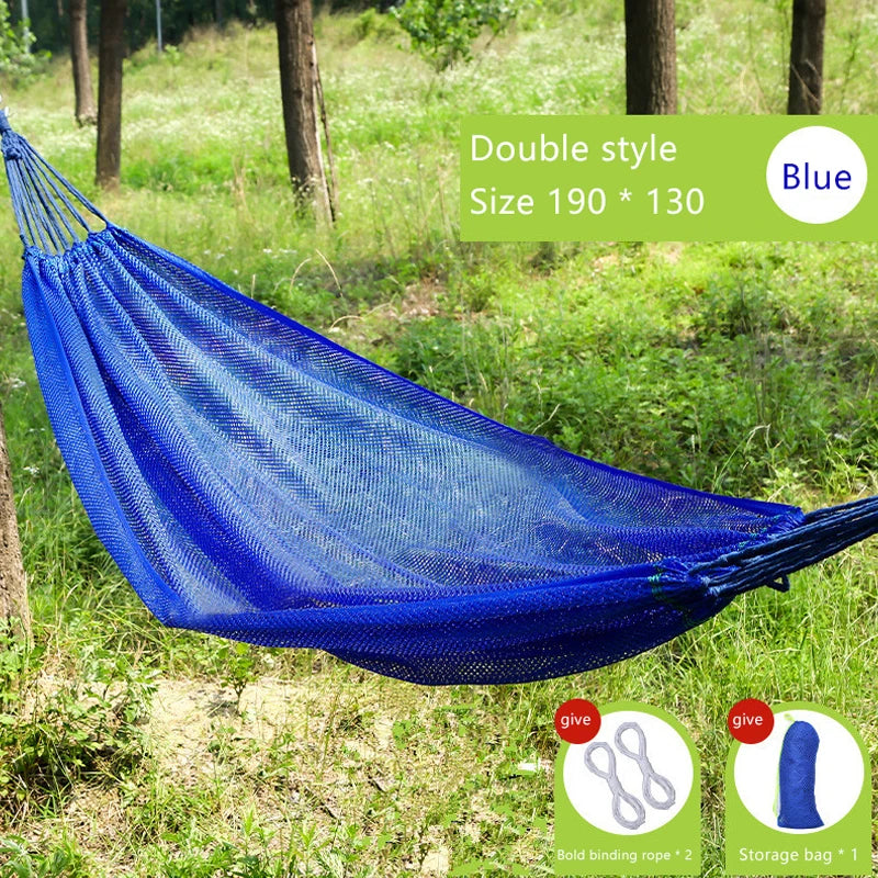 Ice Silk Outdoor Camping Swing Hammock Sturdy Portable Breathable Mesh Ice Silk Hammock Bed Hang Cooling Hammock For Garden