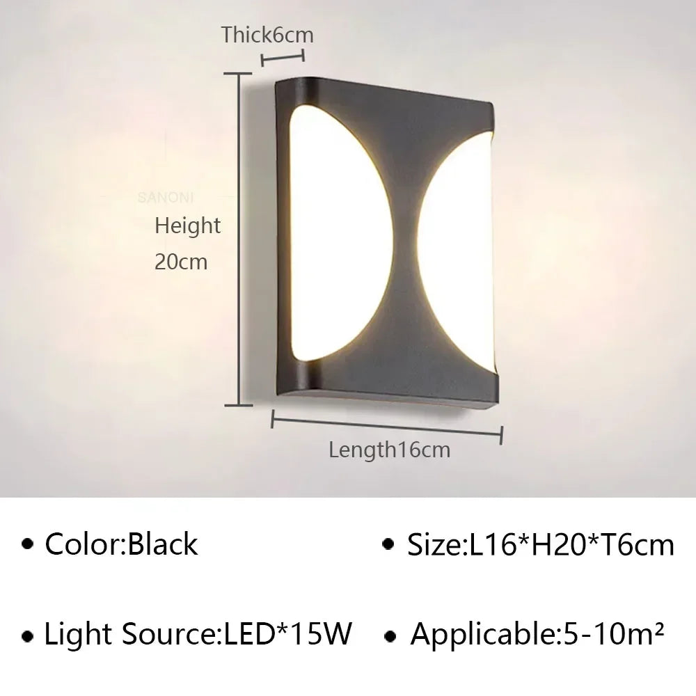 Modern LED Outdoor Wall Lamp for Garden Aisle Balcony Entryway Outdoor Waterproof IP65 Sconce Lighting Fixture Luster