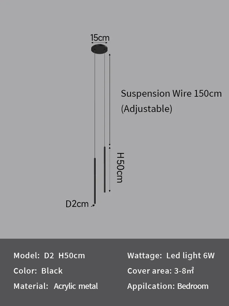 Modern Minimalist LED Longer Pendant Lights For Bedroom Bedside Reading Chandelier Lamps Living Room Bar Coffee Decor Fixtures