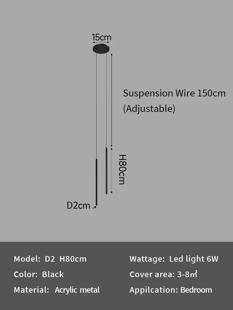 Modern Minimalist LED Longer Pendant Lights For Bedroom Bedside Reading Chandelier Lamps Living Room Bar Coffee Decor Fixtures