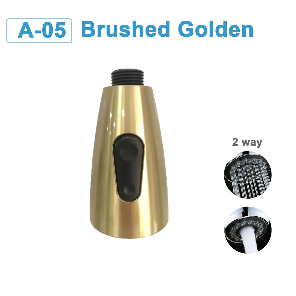 G1/2 Kitchen Faucet Head Pull Out Shower Nozzle Sprayer Bathroom Sink Tap Replacement Accessory Black Silver Golden Head Aerator
