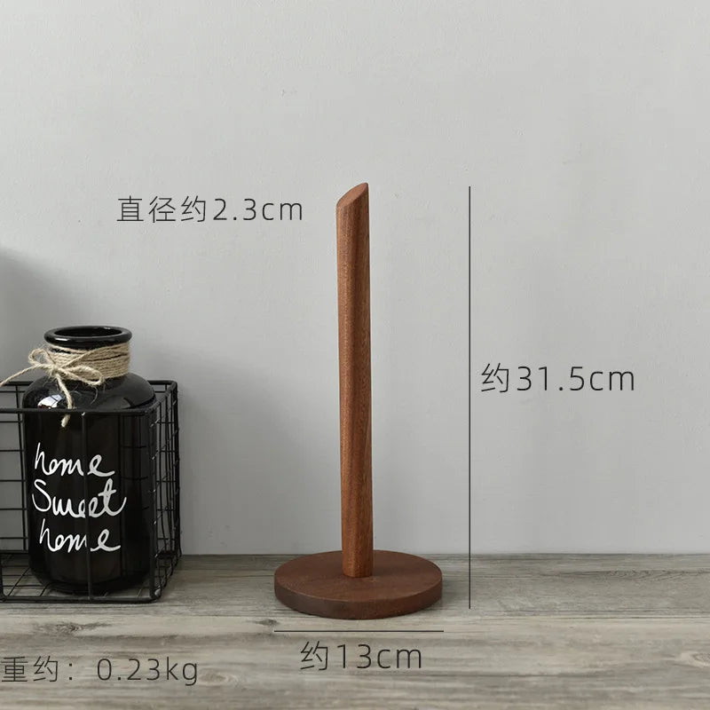Creative Walnut Tissue Storage Rack Kitchen Vertical Roll Paper Holder Plastic Wrap Shelf Household Storage Ornament Decoration
